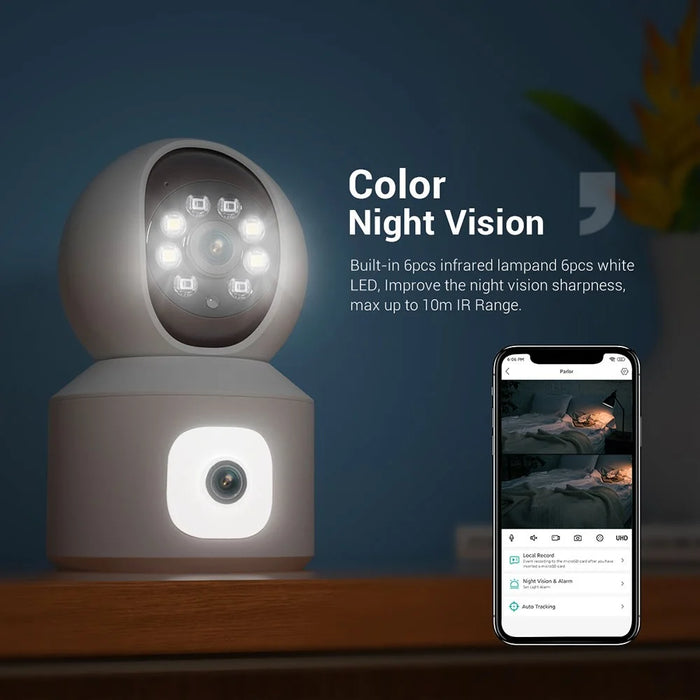 ESCAM QF010 2x2MP Dual Lens Motion Detection WiFi Camera Two-Way Voice Camera Support Cloud Storage - US Plug - 6