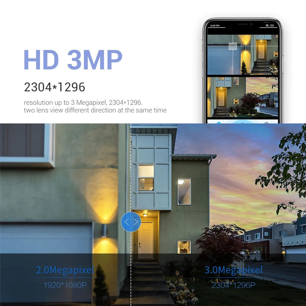 ESCAM PT210 2*3MP Dual-Lens Dual-Screen Monitor Camera Pan / Tilt Bi-Directional Two-Way Voice WiFi Camera - US Plug - 4