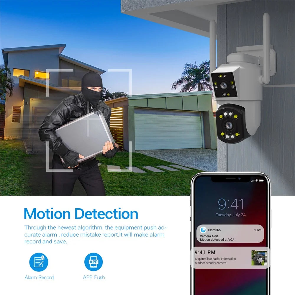 ESCAM PT210 2*3MP Dual-Lens Dual-Screen Monitor Camera Pan / Tilt Bi-Directional Two-Way Voice WiFi Camera - US Plug - 5