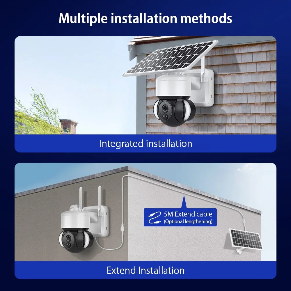 S518 Solar Battery Powered Floodlight PTZ Camera Outdoor Low Power 3MP WiFi Camera, Black Light Full-Color - 5