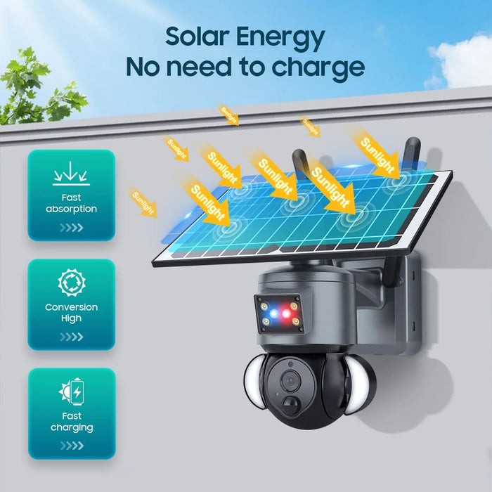 S528 Solar Battery Powered Floodlight PTZ Camera 3MP WiFi HD IR Night Vision Camera - 4