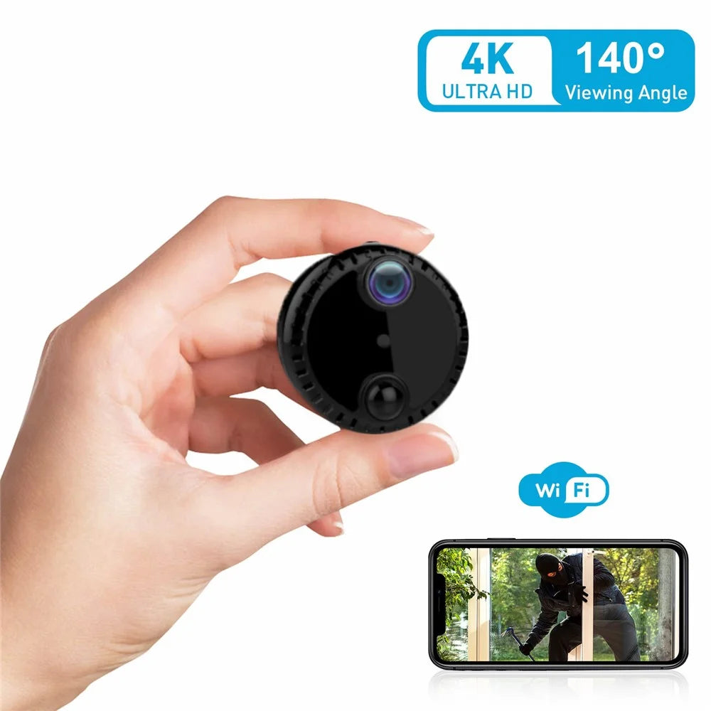 R10 Wireless WiFi Webcam Home Network Monitor Camera 4K HD Night Vision Cell Phone Remote Camera - Black - 3