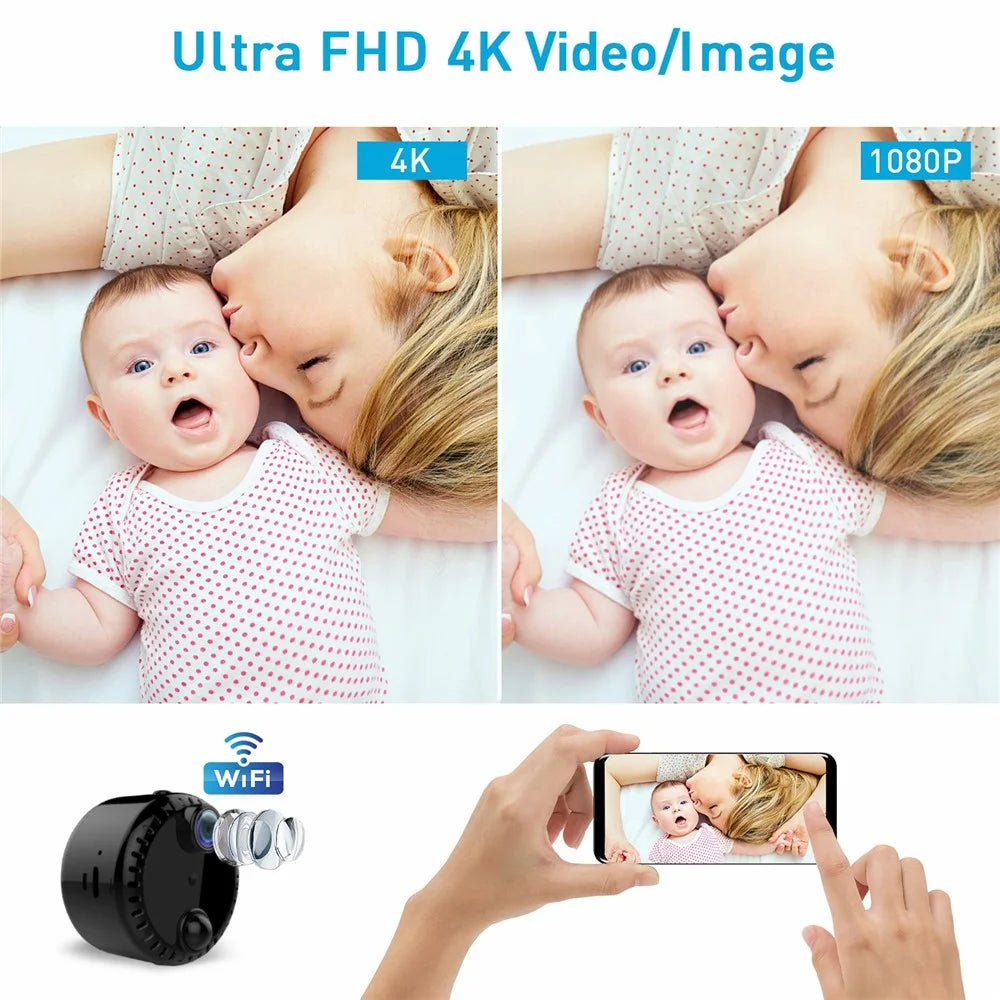R10 Wireless WiFi Webcam Home Network Monitor Camera 4K HD Night Vision Cell Phone Remote Camera - Black - 4