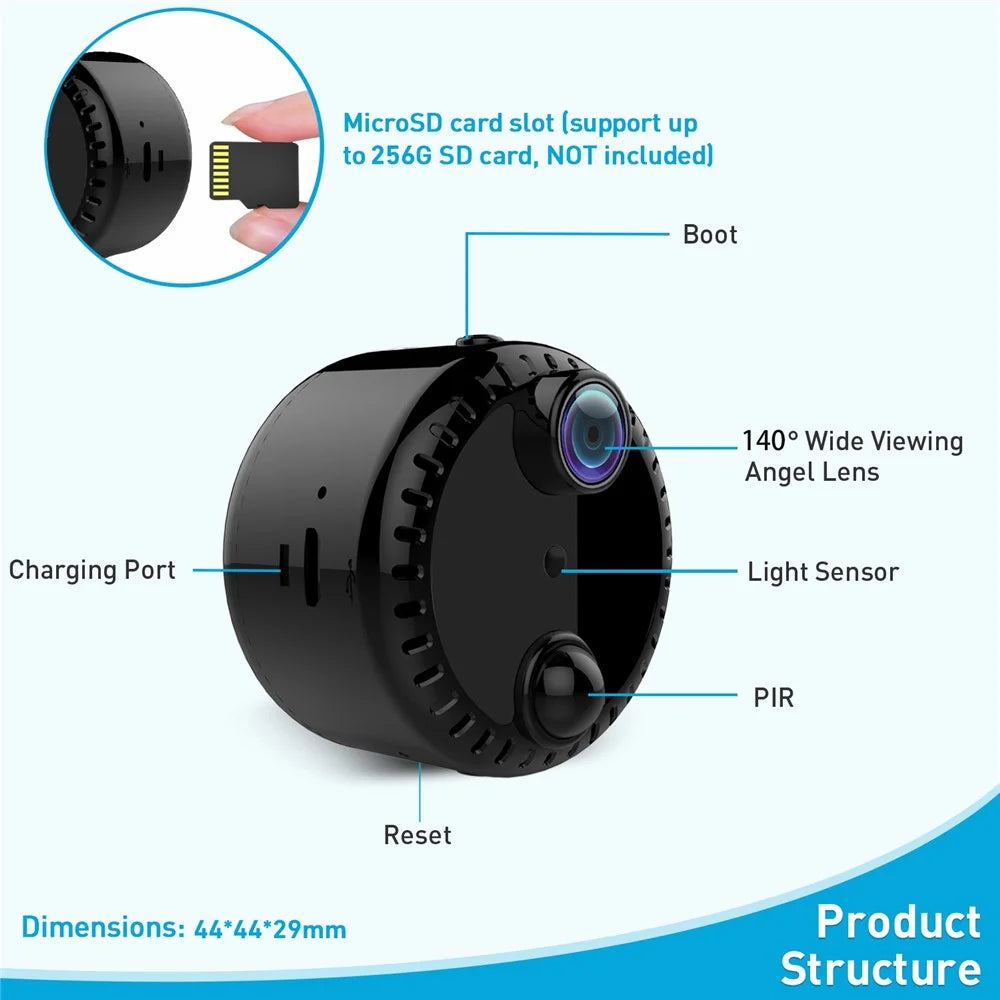 R10 Wireless WiFi Webcam Home Network Monitor Camera 4K HD Night Vision Cell Phone Remote Camera - Black - 5