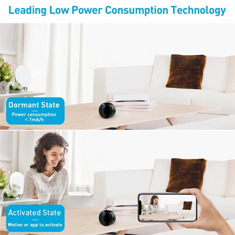 R10 Wireless WiFi Webcam Home Network Monitor Camera 4K HD Night Vision Cell Phone Remote Camera - Black - 6