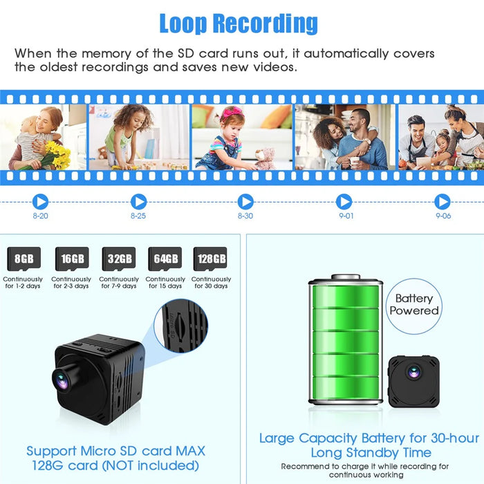 R89 Wireless WiFi Webcam Battery-Powered 4K HD Night Vision Camera Cell Phone Remote Monitor Camera for Home - 5