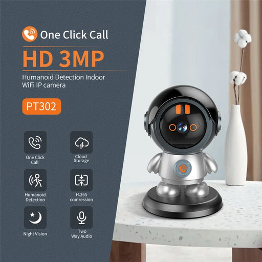 ESCAM PT302 3MP 1296P One Click Call Robotman H.265 WiFi IP Camera Home Security CCTV - EU Plug - 2