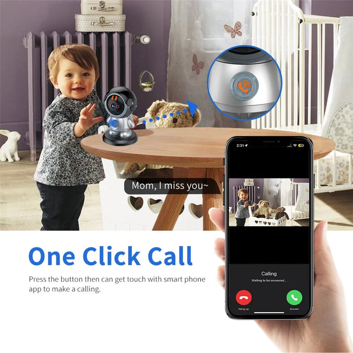 ESCAM PT302 3MP 1296P One Click Call Robotman H.265 WiFi IP Camera Home Security CCTV - EU Plug - 3