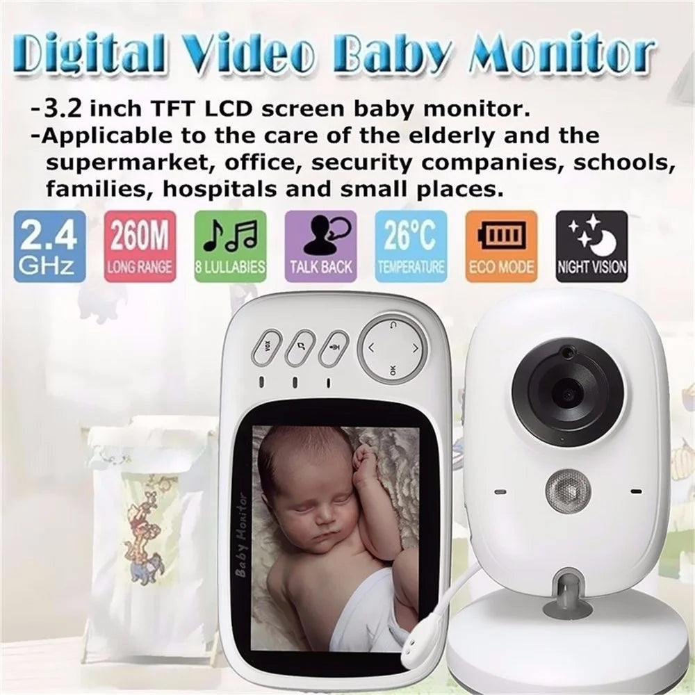3.2 inch TFT LCD Screen Wireless Baby Care Monitor Camera Indoor Home Two Way Audio HD Camera - US Plug - 3