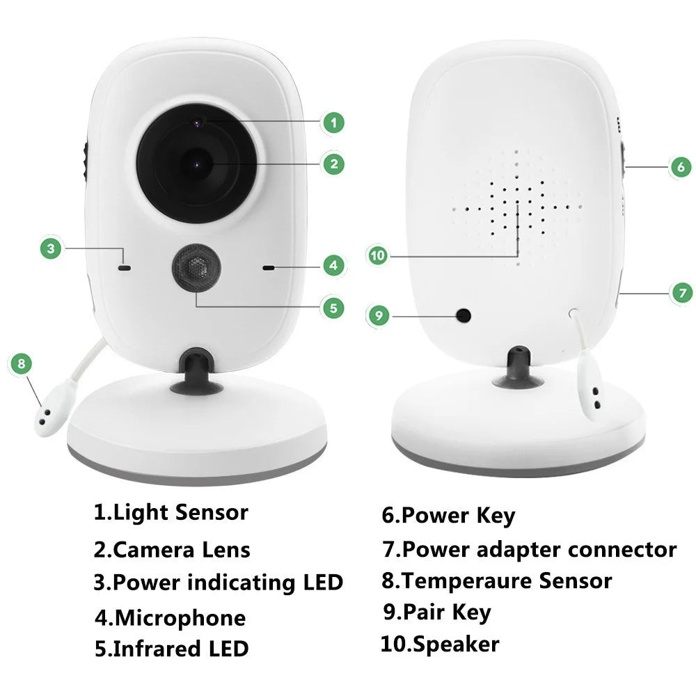 3.2 inch TFT LCD Screen Wireless Baby Care Monitor Camera Indoor Home Two Way Audio HD Camera - US Plug - 6