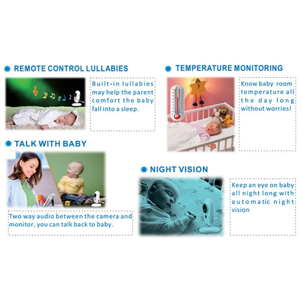3.2 inch TFT LCD Screen Wireless Baby Care Monitor Camera Indoor Home Two Way Audio HD Camera - US Plug - 7