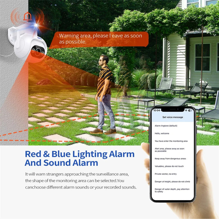 ESCAM PT304 4MP Human Detection Motion Camera WiFi Blue / Red Light Sound Alarm Smart Dual Light Night Vision H.265 Camera - US Plug - 6
