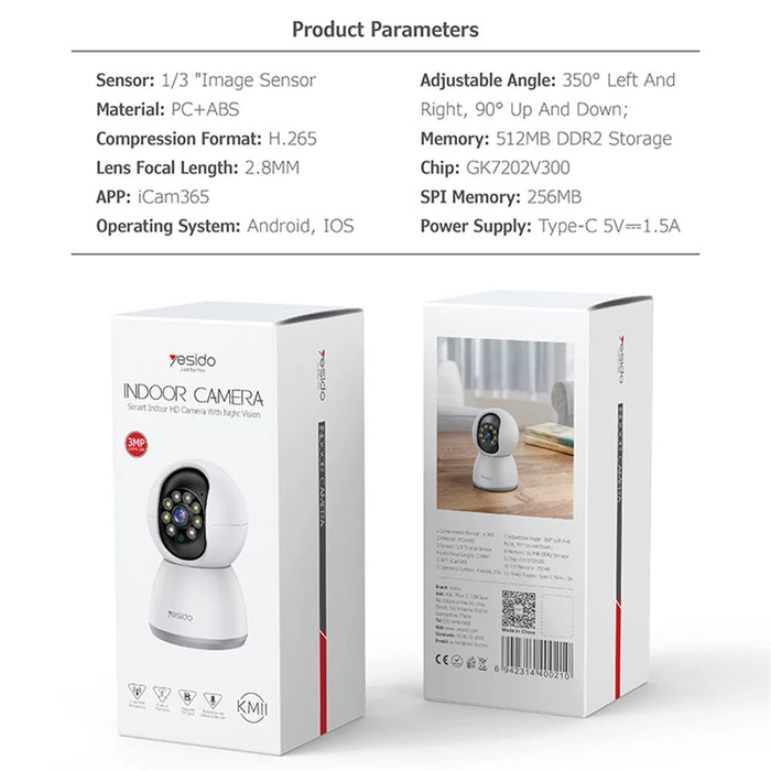 YESIDO KM11 300W Ultra HD WiFi 2.4G Home Camera Two-Way Voice Surveillance Camera - EU Plug - 7