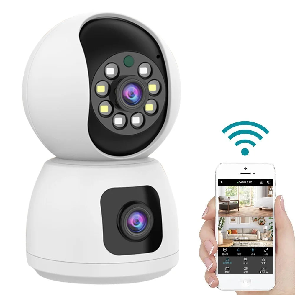 K12 Dual Lens Night Vision Wireless Surveillance Camera Mobile Tracking WiFi Network Cam - 1