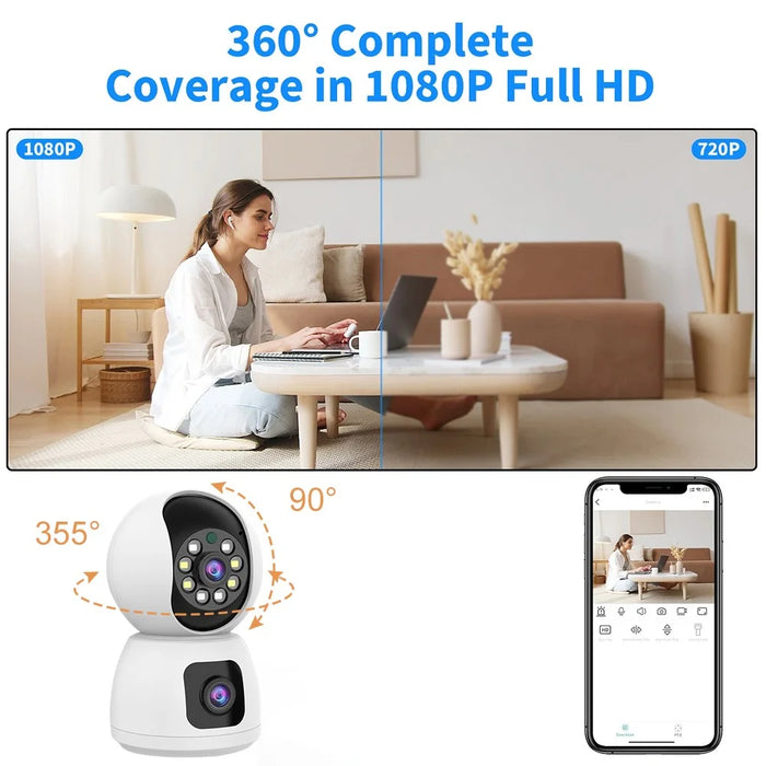 K12 Dual Lens Night Vision Wireless Surveillance Camera Mobile Tracking WiFi Network Cam - 2