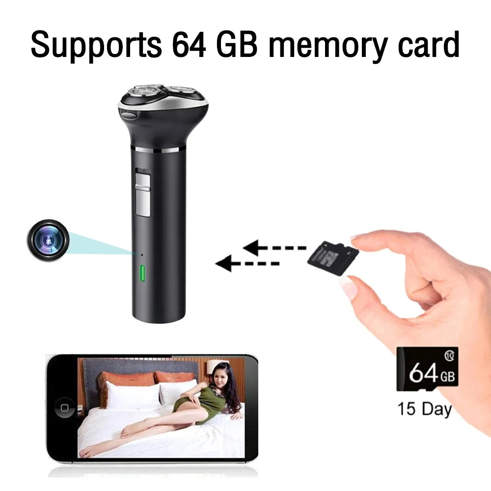Multi-function Shaver HD 1080P Motion Detection WiFi Camera with 64GB Memory Card - 2