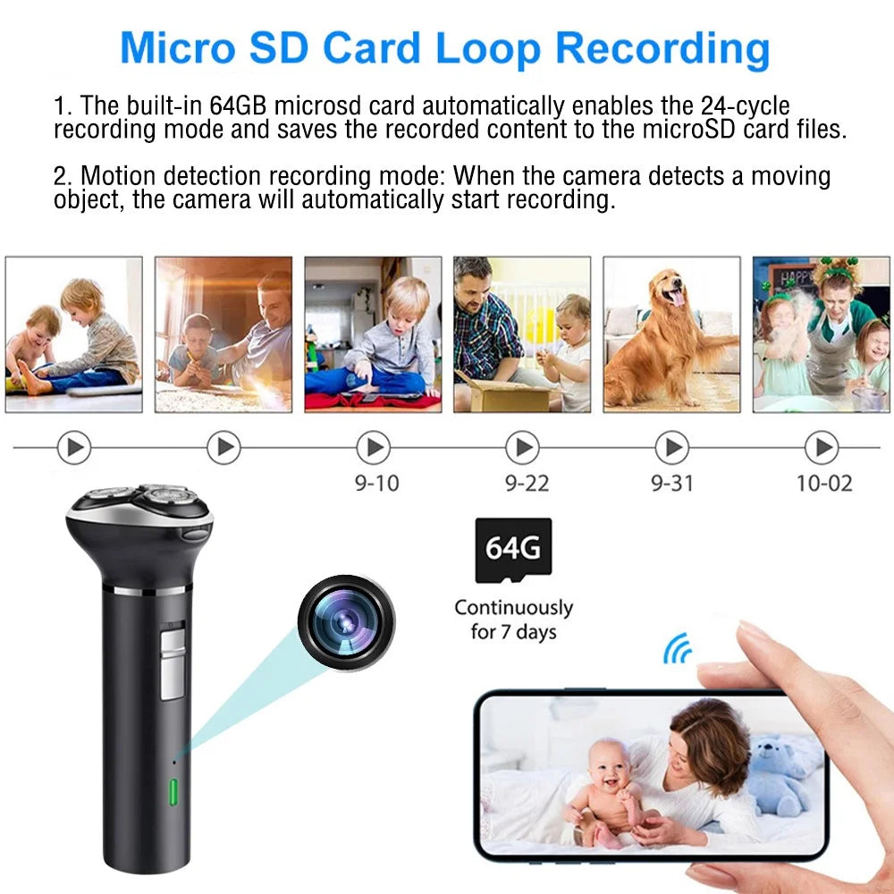 Multi-function Shaver HD 1080P Motion Detection WiFi Camera with 64GB Memory Card - 3