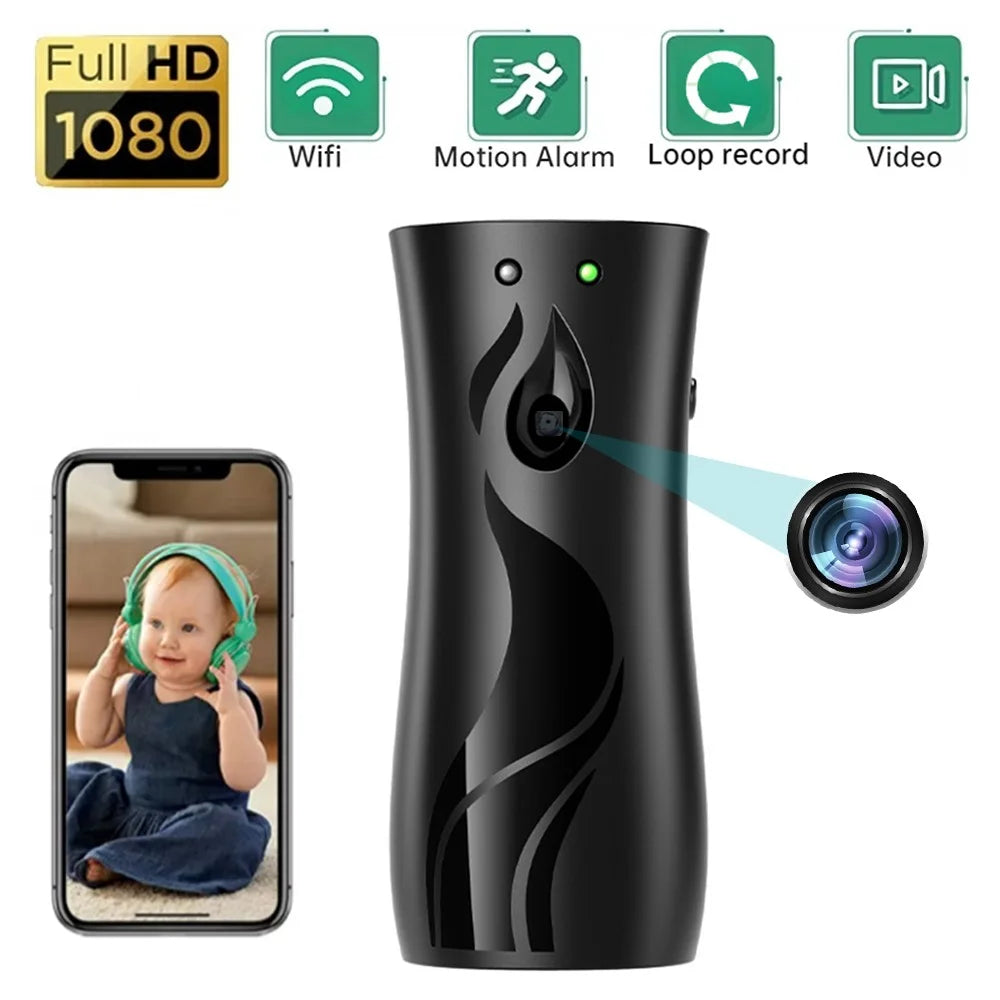 Humidifier Style WiFi Camera App Remote View 1080P HD Indoor Monitoring Camera with Motion Detection Night Vision - Waterdrop Black - 3