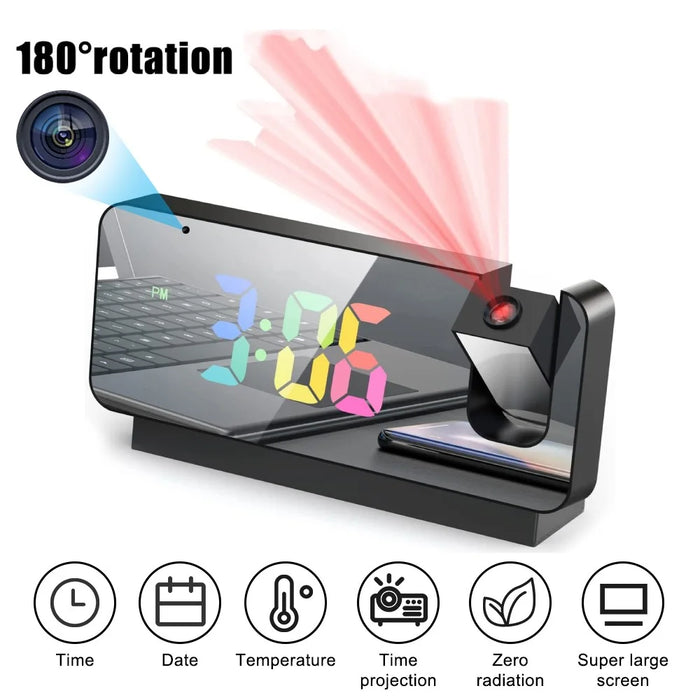 Projection Alarm Clock WiFi Camera for Bedroom Living Room HD 1080P Home Security Wireless Camera - 4