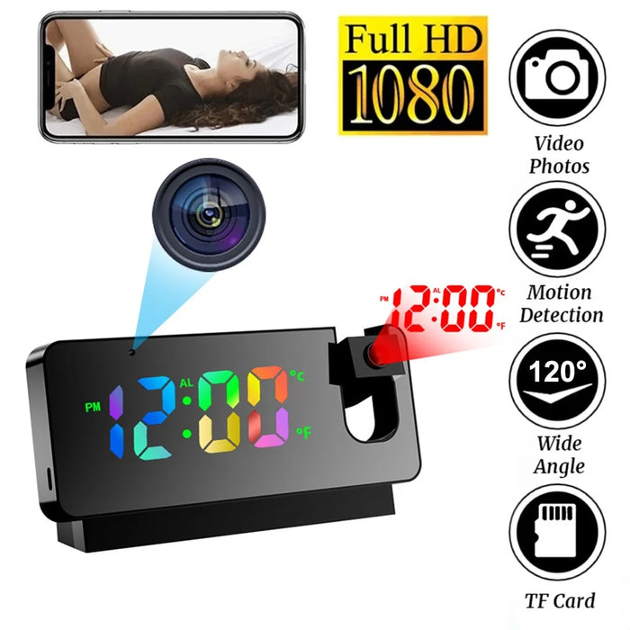 Projection Alarm Clock WiFi Camera for Bedroom Living Room HD 1080P Home Security Wireless Camera - 5
