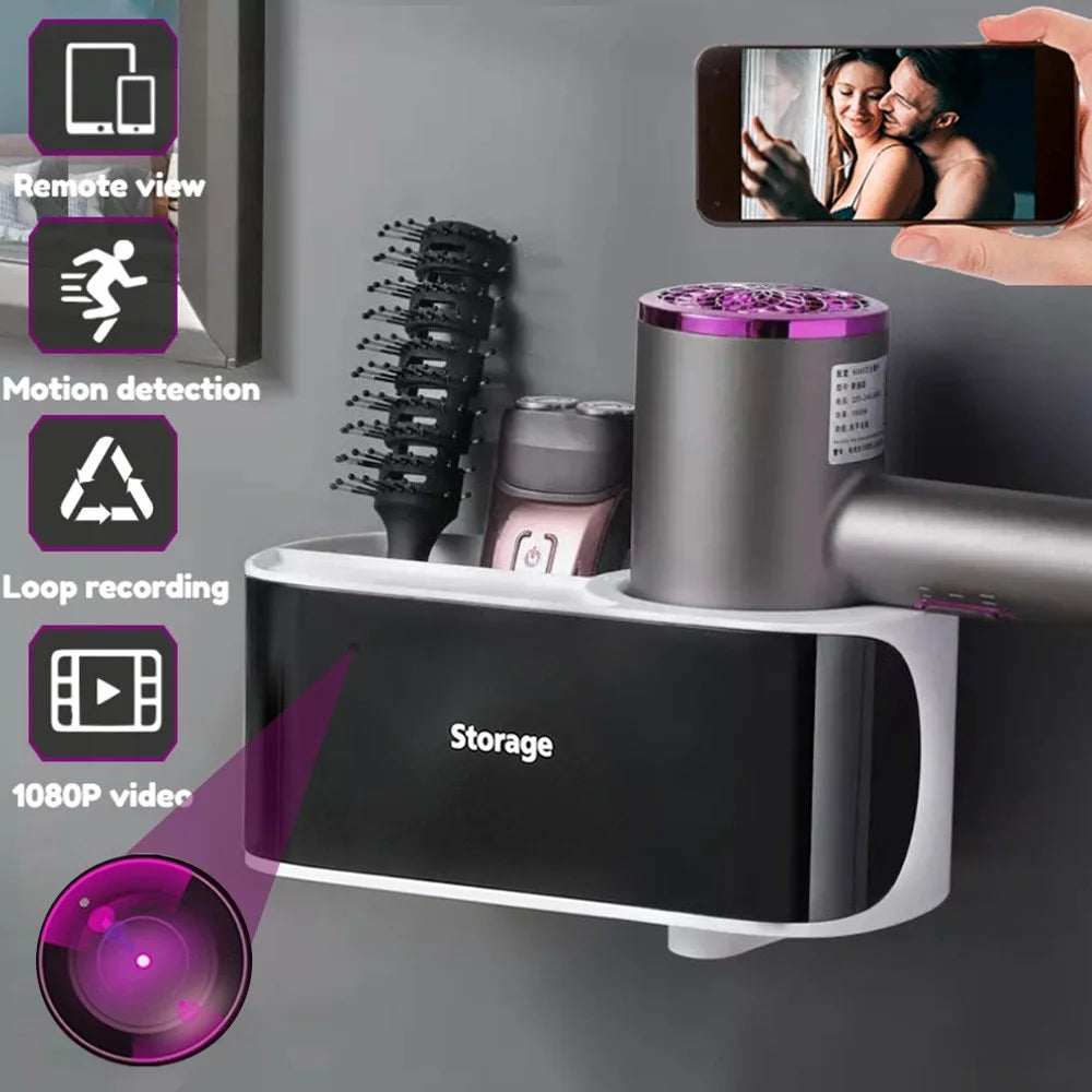 Hair Dryer Holder Rack Motion Detection HD 1080P Remote Monitoring WiFi Camera - 2