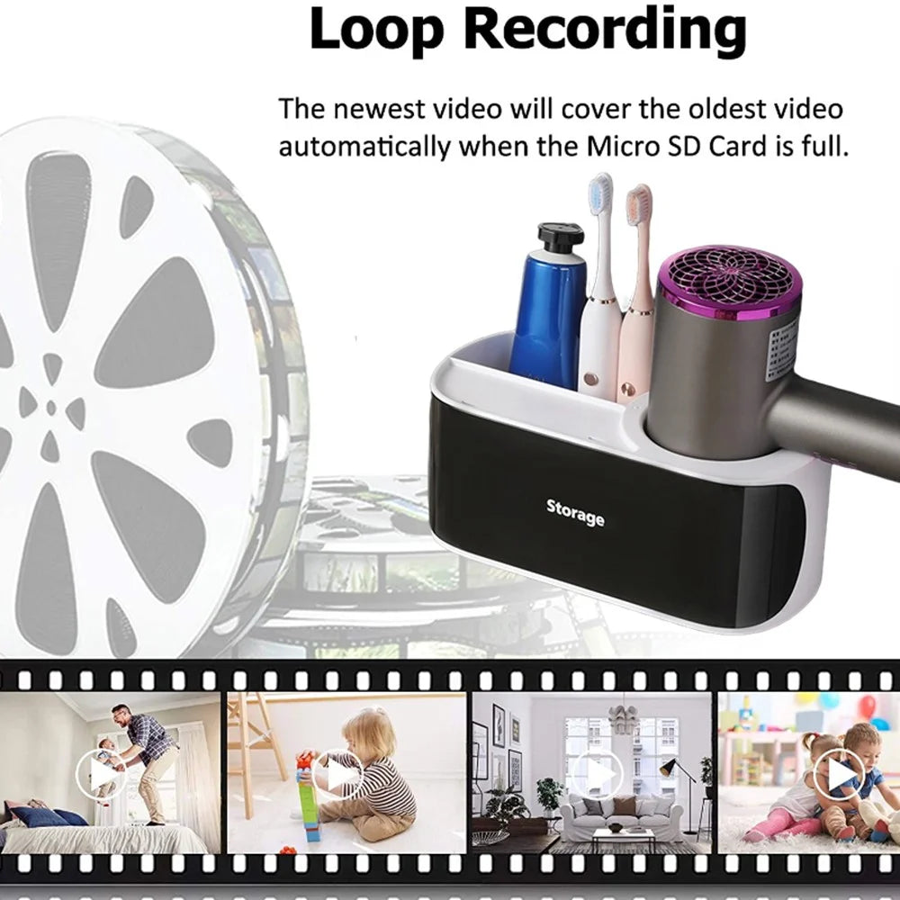 Hair Dryer Holder Rack Motion Detection HD 1080P Remote Monitoring WiFi Camera - 4