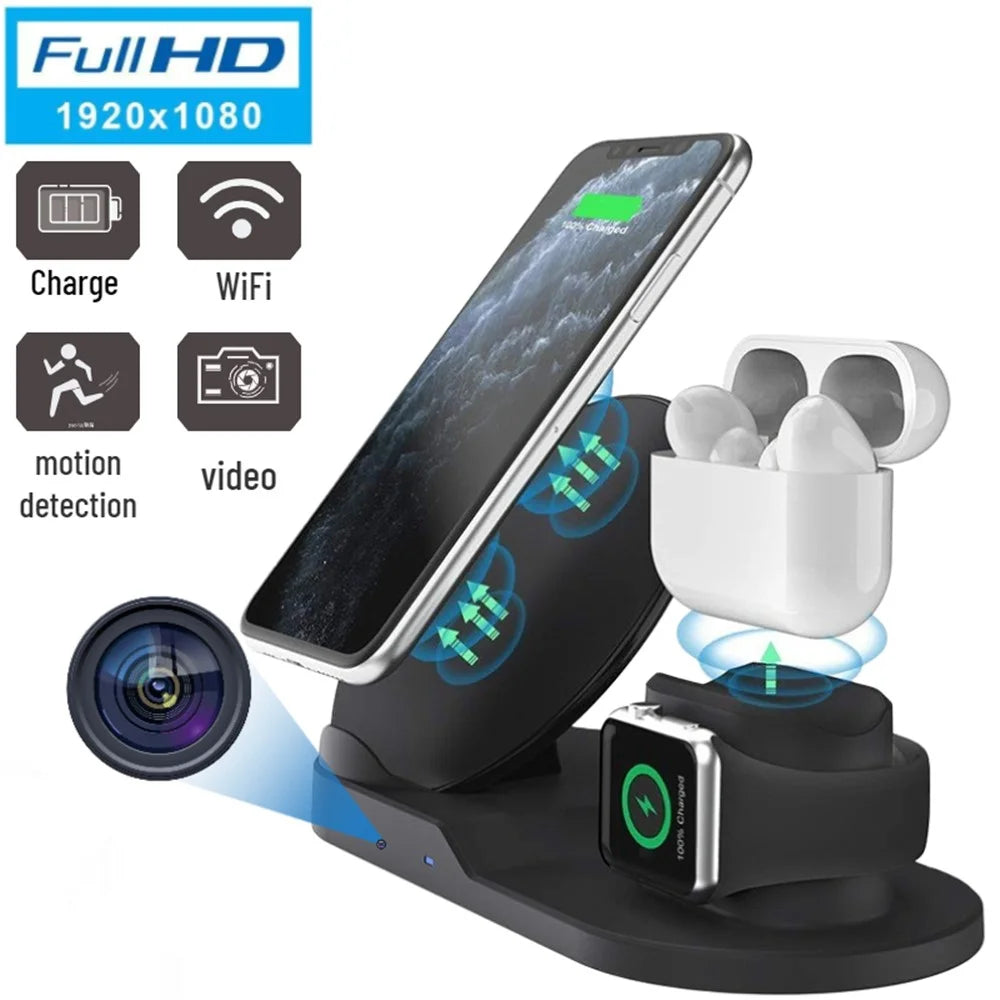 Multifunctional Mobile Phone Wireless Charger 1080P HD Motion Detection Camera for Home Security - 3