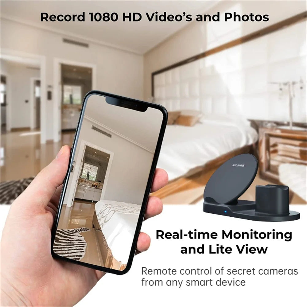 Multifunctional Mobile Phone Wireless Charger 1080P HD Motion Detection Camera for Home Security - 6
