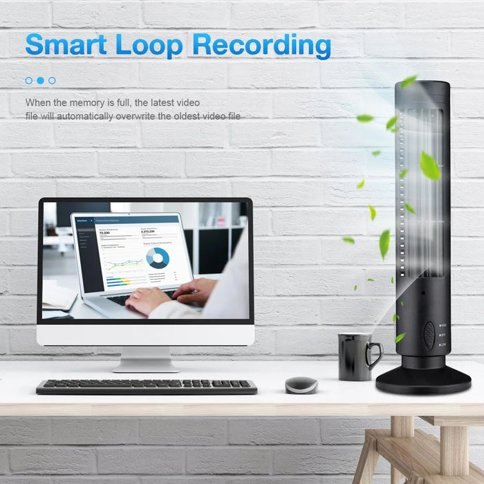 Tower Fan HD 1080P WiFi Camera Home Security Remote Viewing Motion Detection Camera - Black - 7