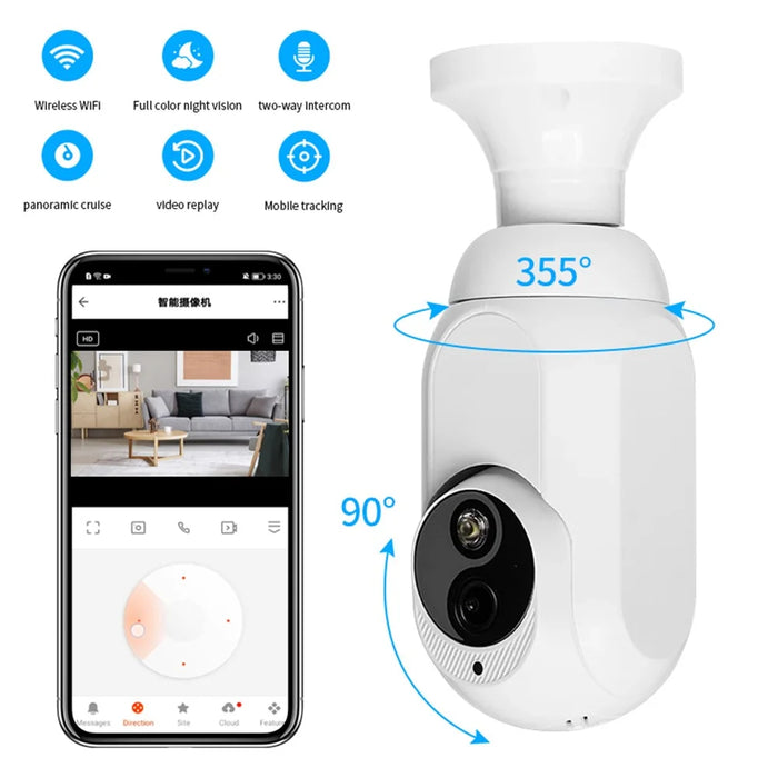 K8 E27 Full Color HD 1080P Security Camera Home Monitoring Wireless Camera Support Intelligent Detection Alarm Push - 2