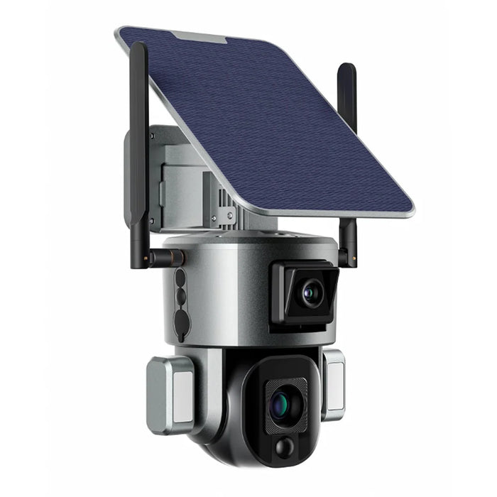 8MP WiFi Wireless Solar Camera PIR Motion Detection Two-Way Audio Fixed Focus Dual Lens Camera - 2