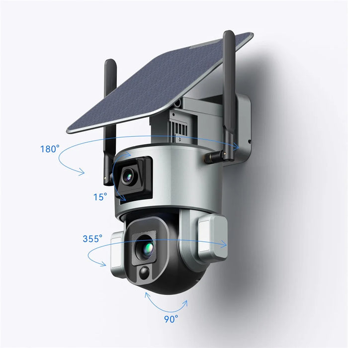 8MP WiFi Wireless Solar Camera PIR Motion Detection Two-Way Audio Fixed Focus Dual Lens Camera - 5