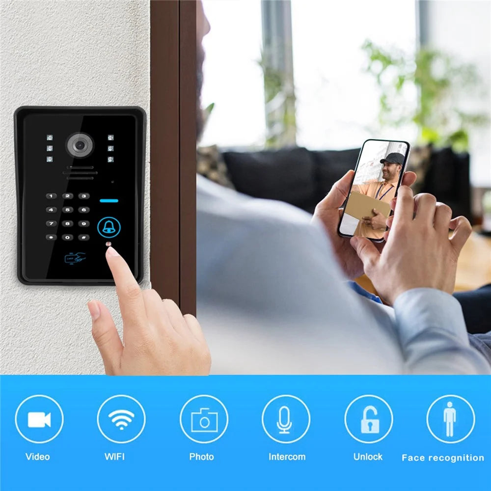WF1002 1080P WiFi / IP Wireless Doorbell with Password and Card Unlock, Visual Intercom, EU Plug (CE, ROHS) - 3
