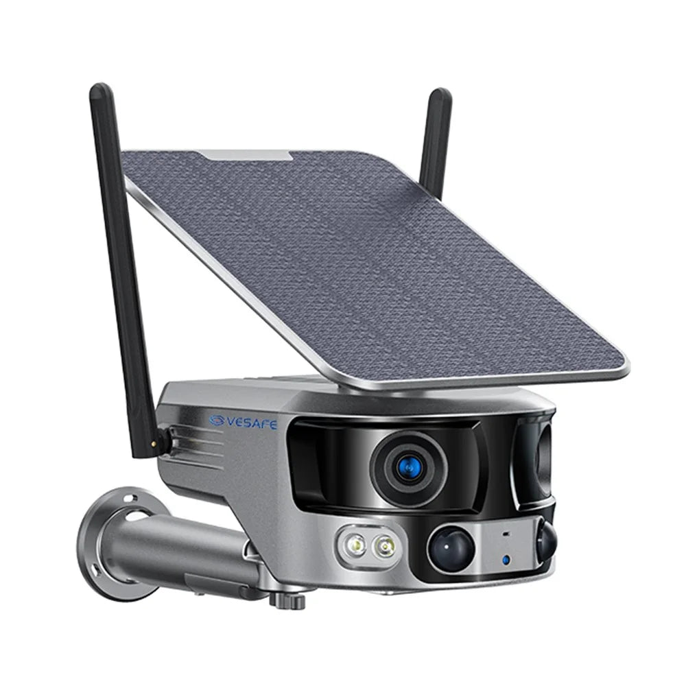 Y6 8MP Dual-Lens HD Solar-Powered Camera Bulti-In Battery Mobile Phone Remote 4G Surveillance Camera - 1