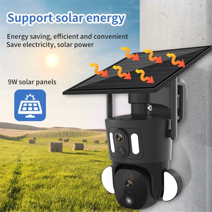 Q32 Solar Security Camera US Version 4G Network 2K+4MP Dual Lens Home Monitor - 3
