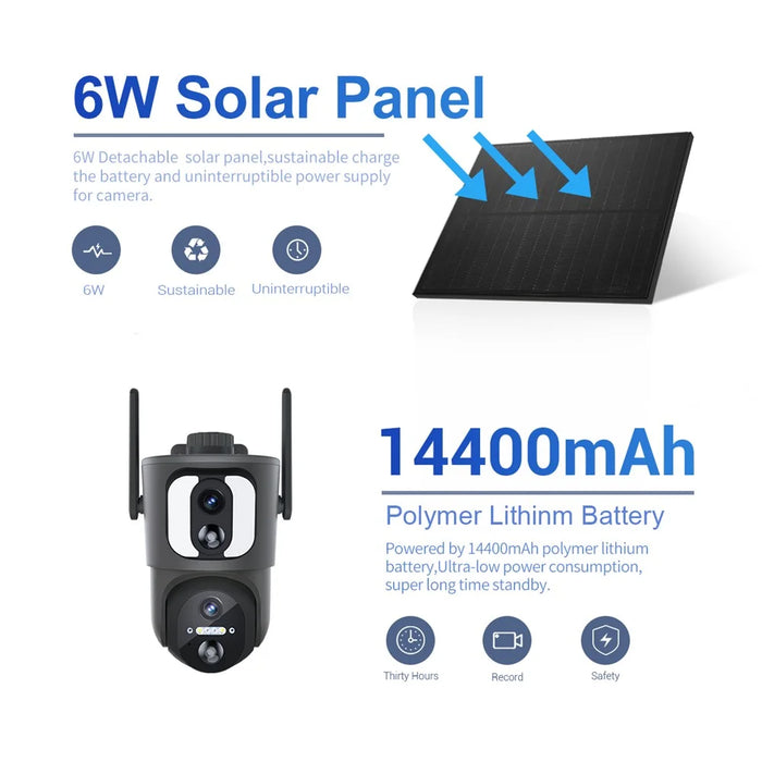 ESCAM QF390 2MP+2MP Dual Lens IP66 PIR Sensor WiFi Solar Panel IP Camera - 6