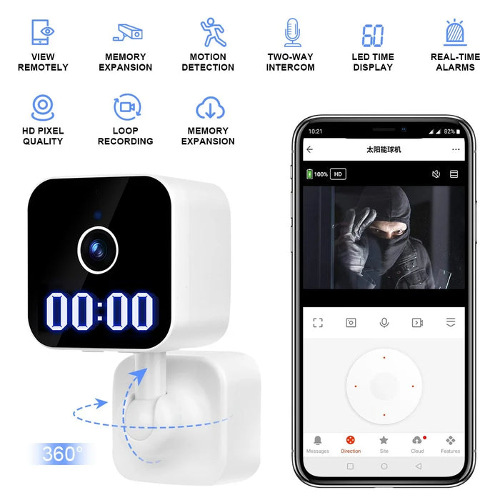 K1 Home Security Clock Camera 1080P HD Night Vision Camera Support Tuya App, US Plug - 4