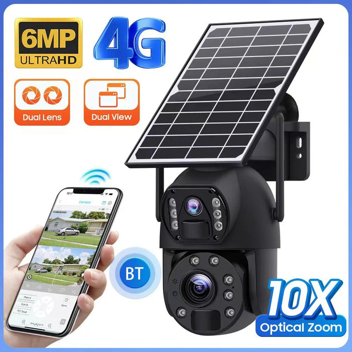 Q59 4G EU Version 6MP HD 10X Zoom Camera Dual-Lens Solar-Powered Camera - 4