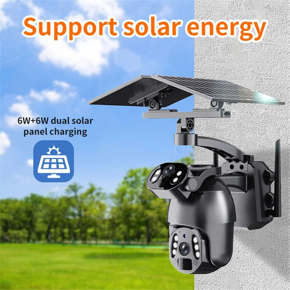 Q6 Max 6MP HD Full-Color Night Vision Low-Power Dual-Lens Solar-Powered Camera, WiFi Version - White - 4