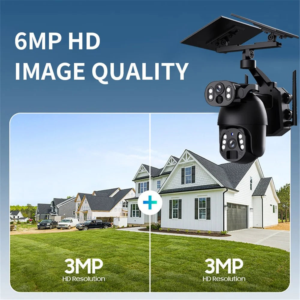 Q6 Max 6MP HD Full-Color Night Vision Low-Power Dual-Lens Solar-Powered Camera, WiFi Version - White - 6