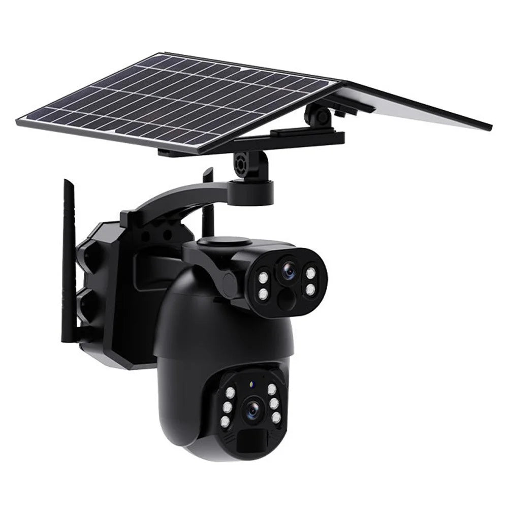 Q6 Max 6MP HD Full-Color Night Vision Camera, 4G EU Version Dual-Lens Solar-Powered Camera - Black - 1