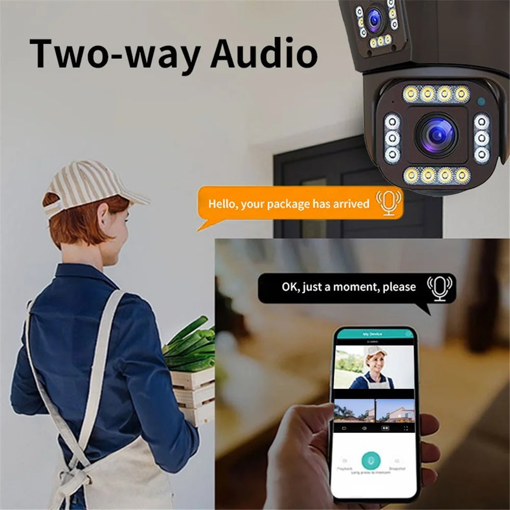 Q323 4K 3-Lens HD Wireless WiFi Camera 360-Degree Night Vision Surveillance Camera, EU Plug - 4
