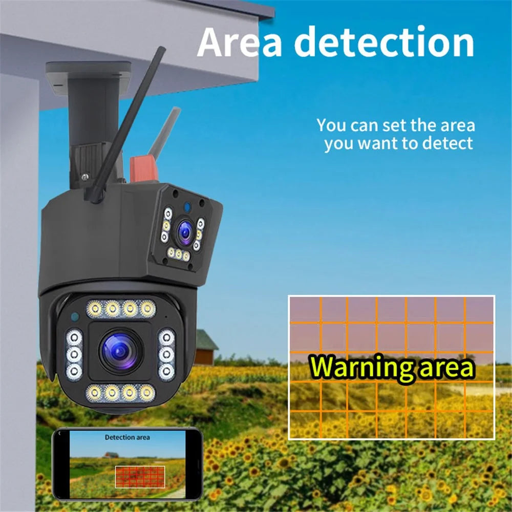 Q323 4K 3-Lens HD Wireless WiFi Camera 360-Degree Night Vision Surveillance Camera, EU Plug - 5