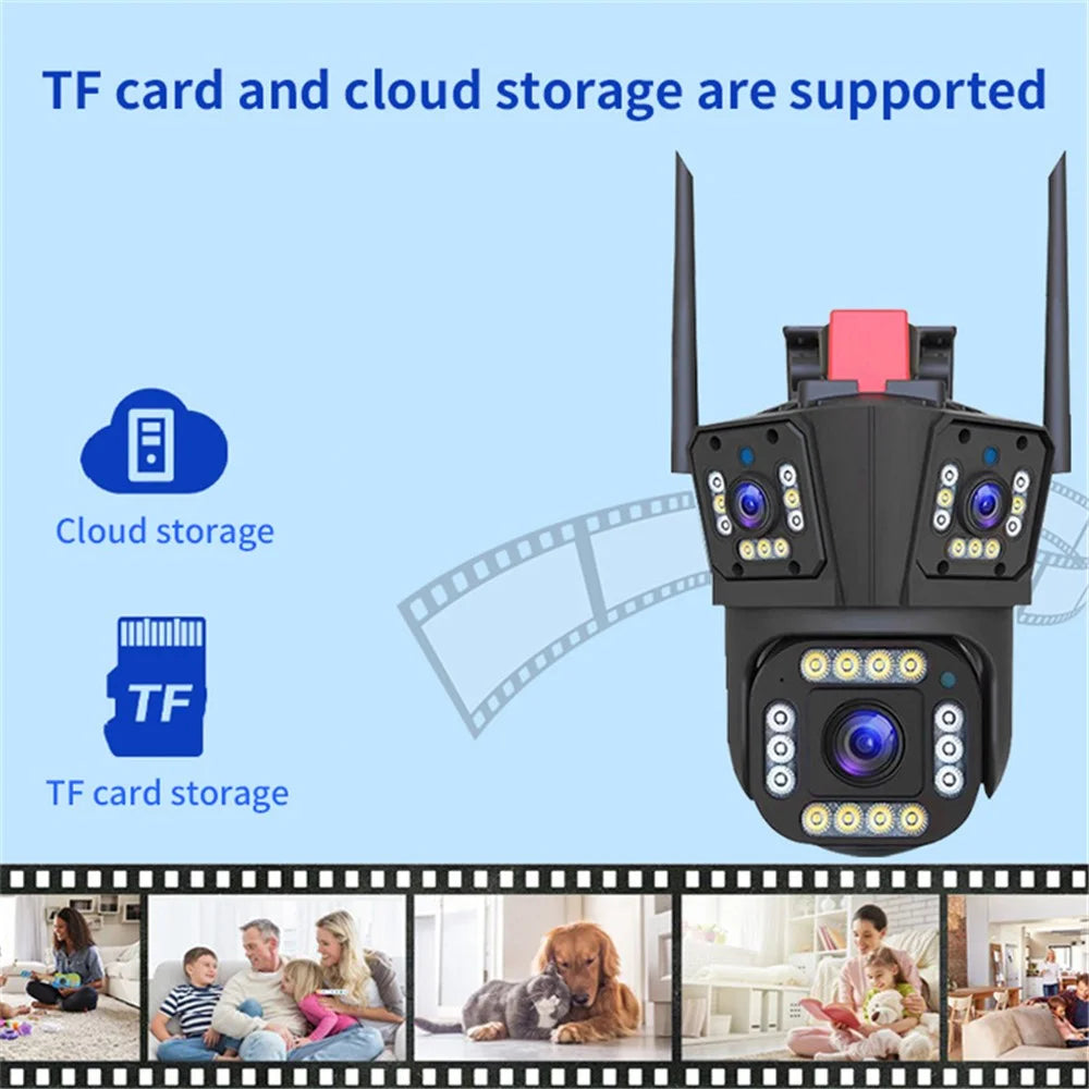 Q323 4K 3-Lens HD Wireless WiFi Camera 360-Degree Night Vision Surveillance Camera, EU Plug - 7