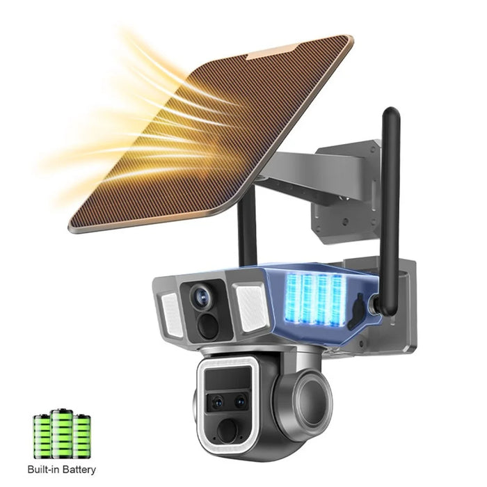 Y7A 3 Lens Solar HD AI Detection Camera Outdoor Waterproof Night Vision WiFi Camera - 4