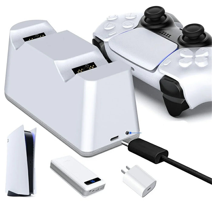 DSP-828 For Sony PlayStation 5 Game Controller Dual Slot Charger Dock LED Light Fast Charging Station - 4