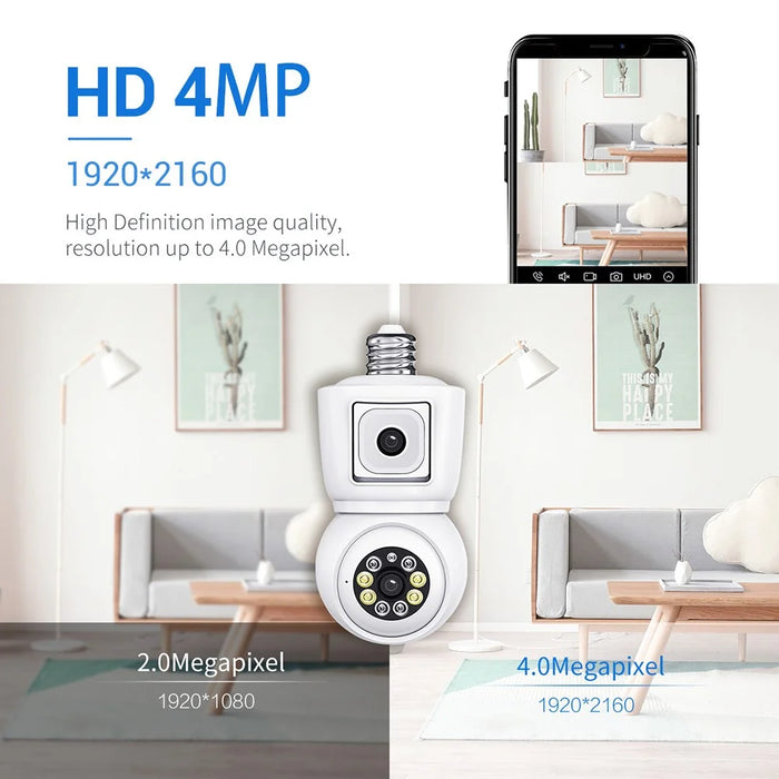 ESCAM QF202 E27 2x2MP Dual Lens Dual Screen Security Camera Two-Way Voice Motion Detection WiFi Camera - 3
