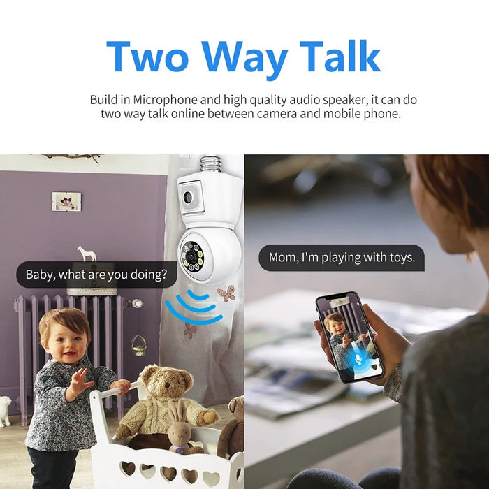 ESCAM QF202 E27 2x2MP Dual Lens Dual Screen Security Camera Two-Way Voice Motion Detection WiFi Camera - 7
