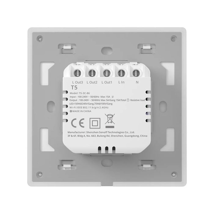 SONOFF TX Ultimate WiFi / eWeLink-Remote Smart Touch Wall Switch with RGB Light - EU Plug / T5-3C-86 - 5
