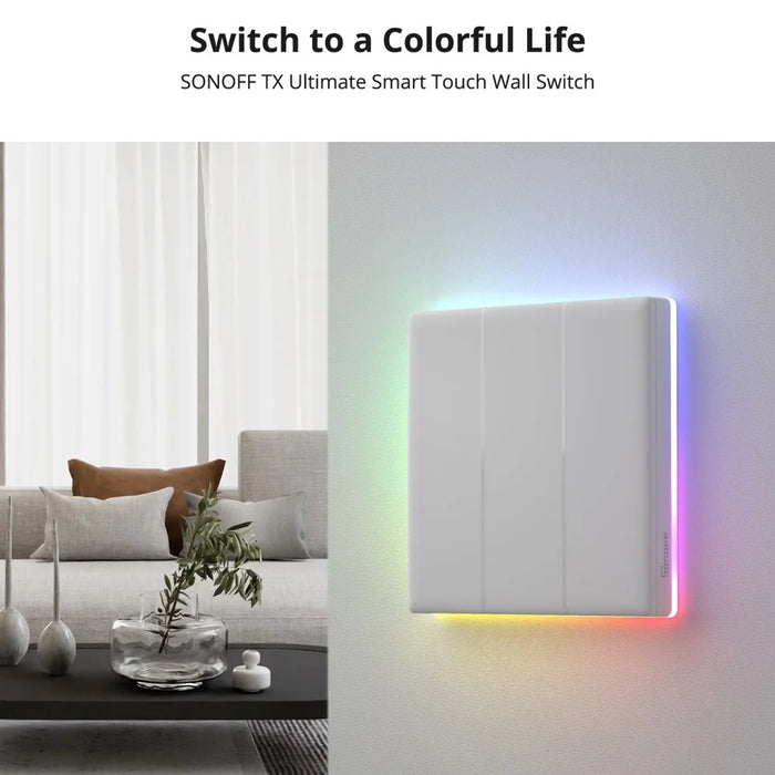 SONOFF TX Ultimate WiFi / eWeLink-Remote Smart Touch Wall Switch with RGB Light - EU Plug / T5-3C-86 - 6